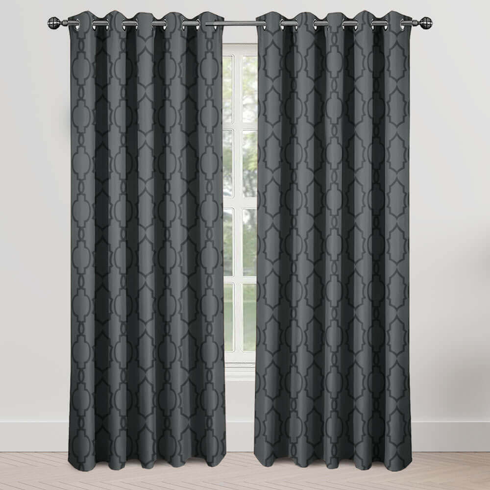 embossed blackout curtains grey