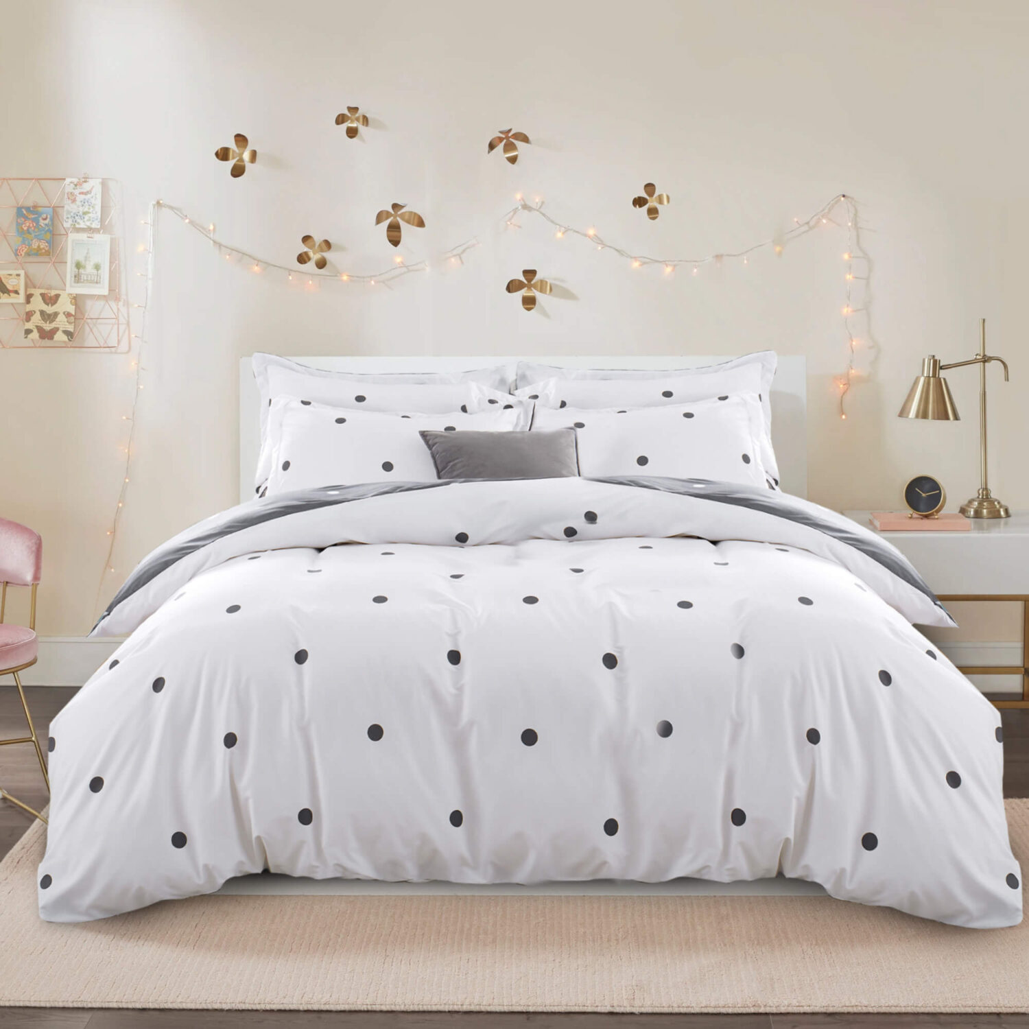 Polka Dot Printed Duvet Cover Set